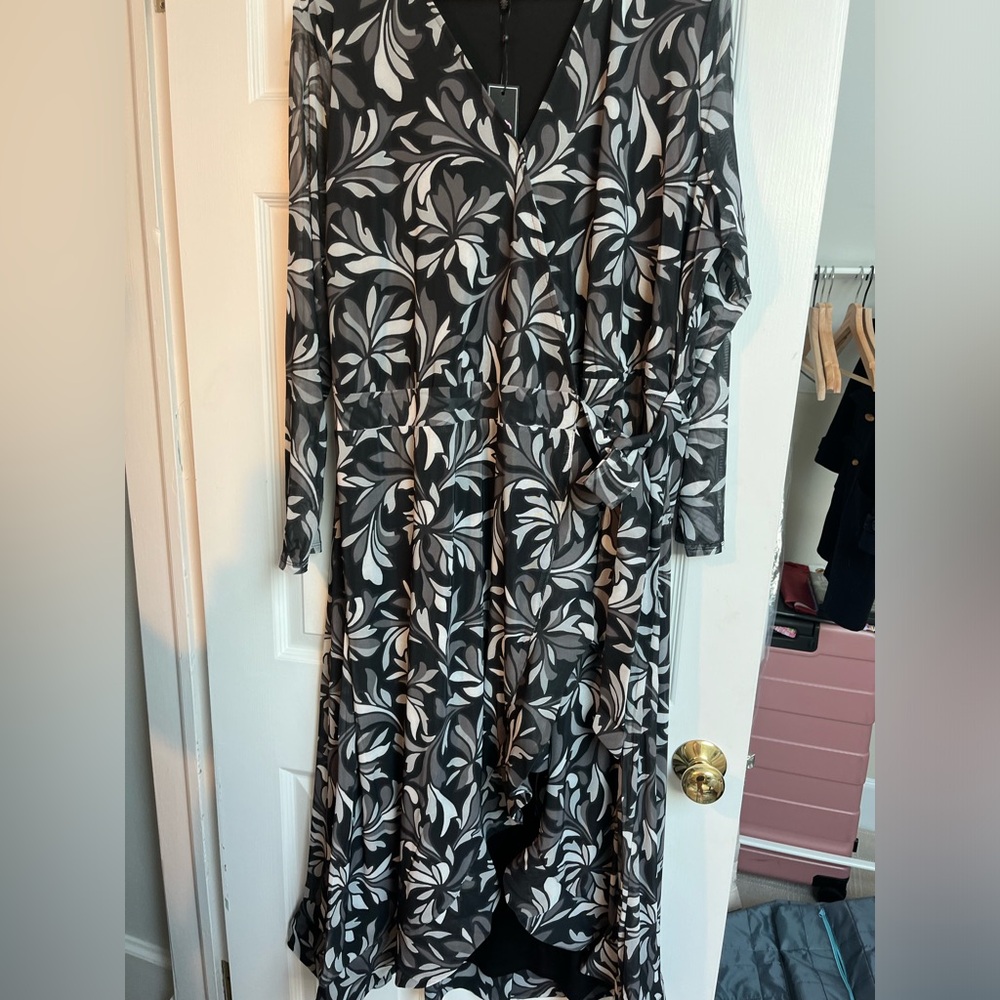 C Wonder by Christian Siriano Mesh Ruffle Hem Dress